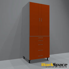 Tall Garage Cabinet 2 Door 5 Drawer (2 Adj. Shelves) 32-1/4"W x 79-1/8"H x 23-3/4"D